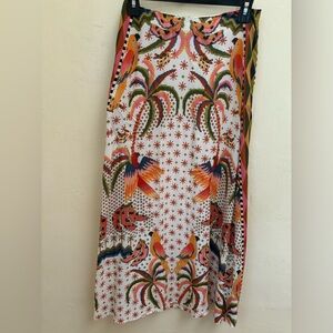 FARM RIO for Anthropologie Colorful Tropical Midi Skirt